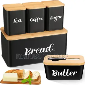 Bread Bin With Butter Dish and Canisters