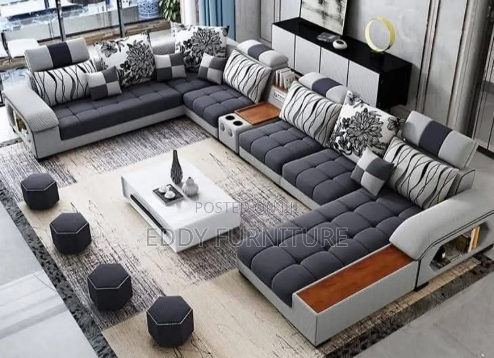 Gray U Shape Sofa