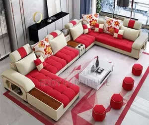 Red U Shape Sofa