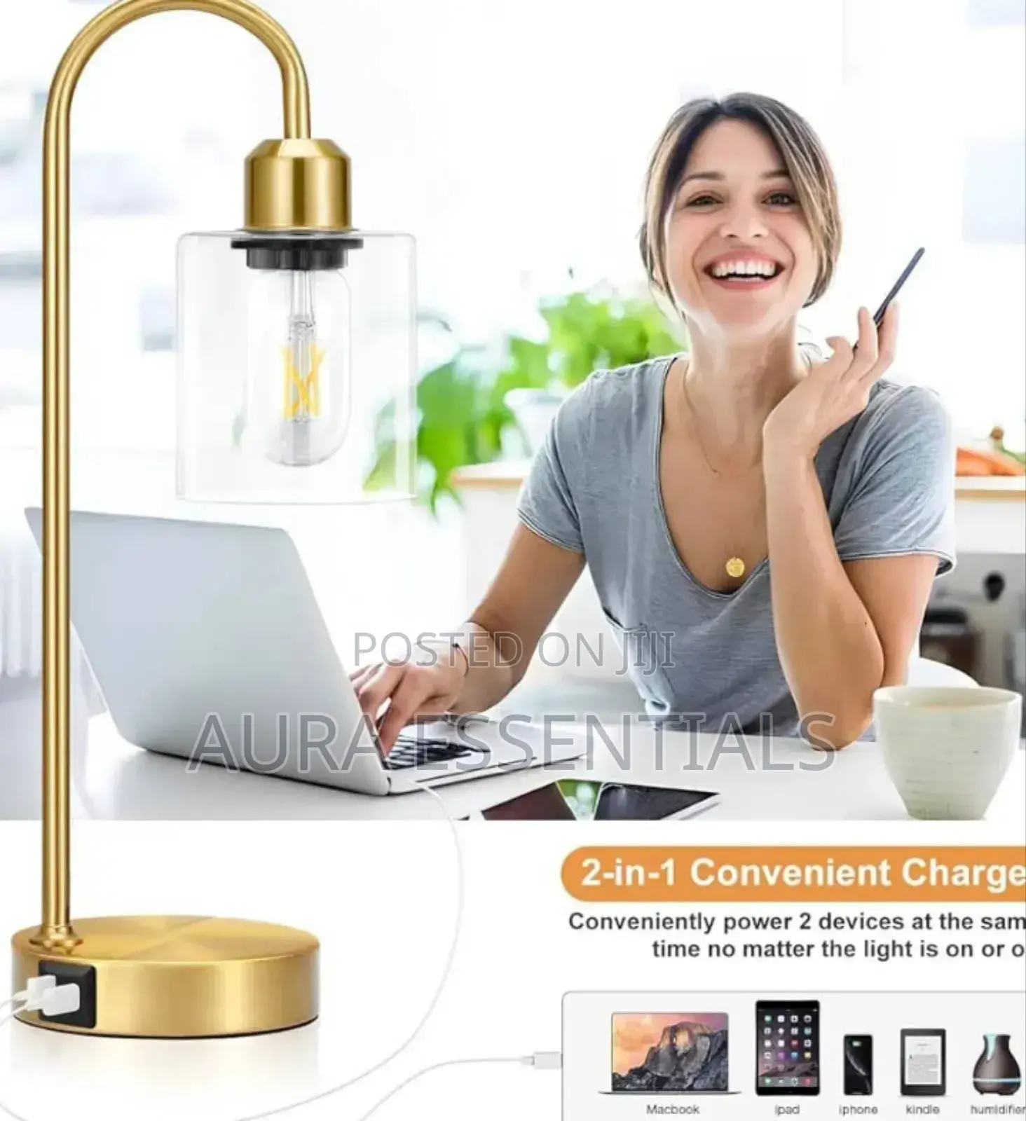 3-Ways Dimmable Gold Table Lamp