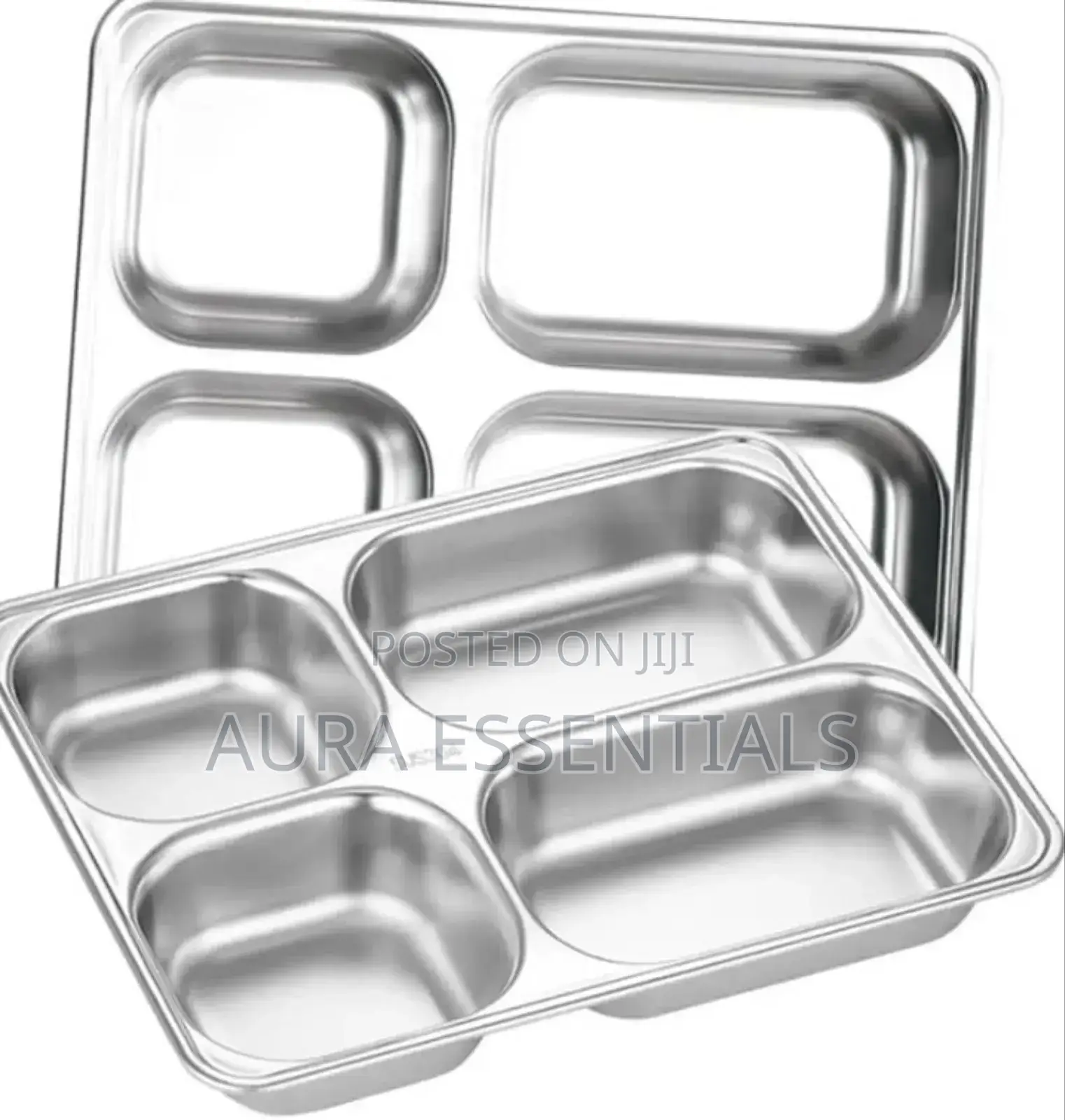 2pcs Stainless Steel Rectangular Food Serving Plate Tray