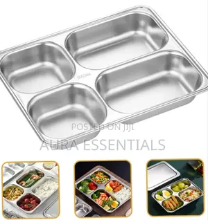 2pcs Stainless Steel Rectangular Food Serving Plate Tray
