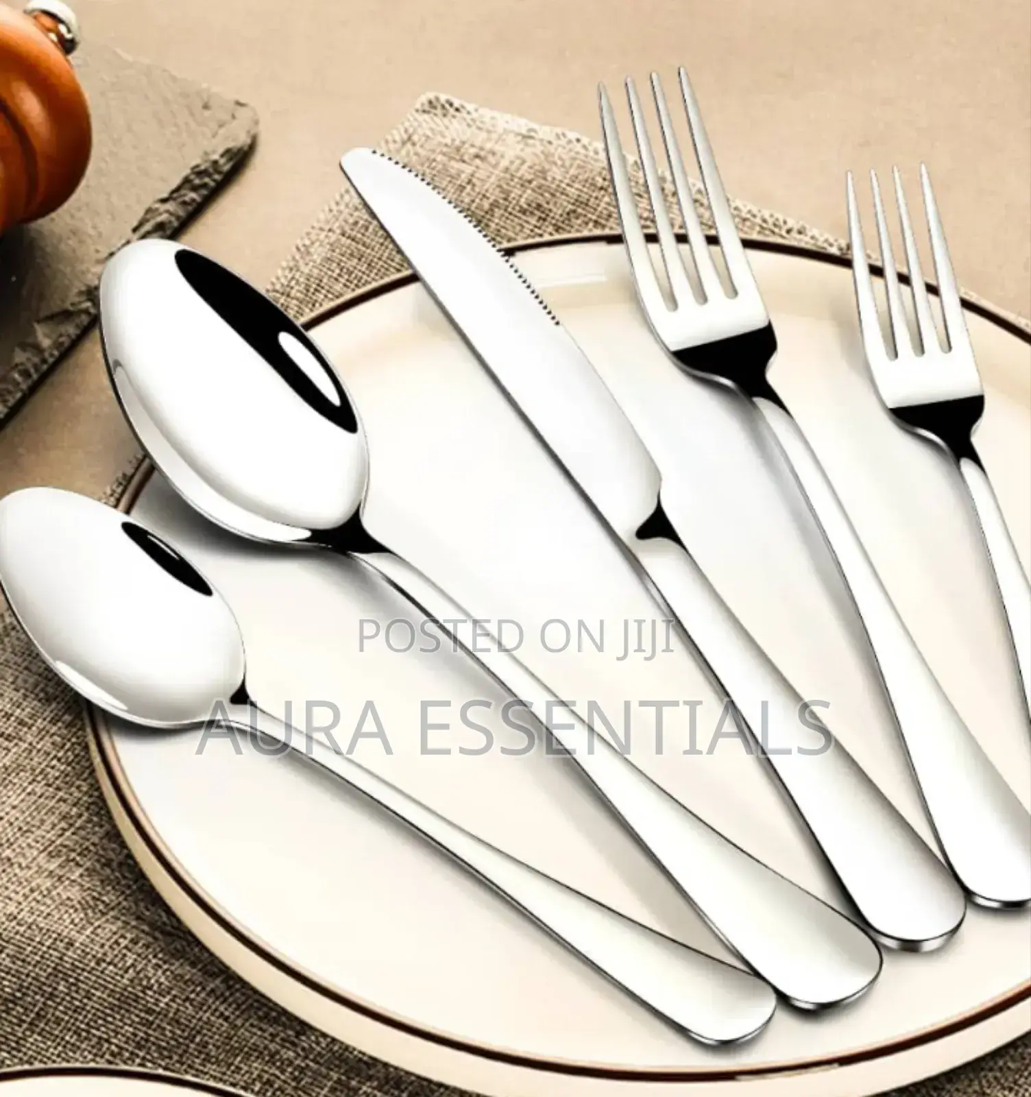 24-Piece Cutlery Set-Silver Stainless Steel