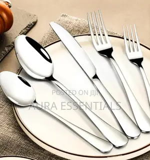 24-Piece Cutlery Set-Silver Stainless Steel