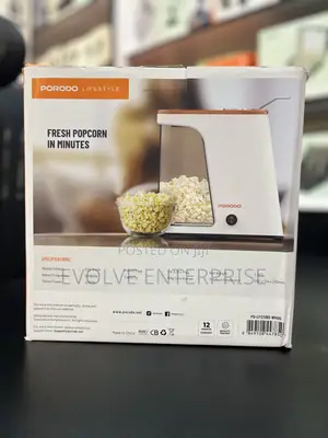 Oil Free Porodo Air-Popped Popcorn Maker - White/Orange