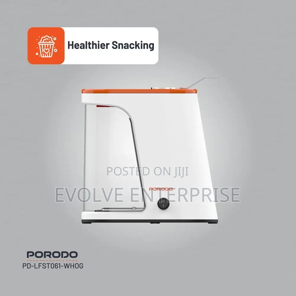 Oil Free Porodo Air-Popped Popcorn Maker - White/Orange