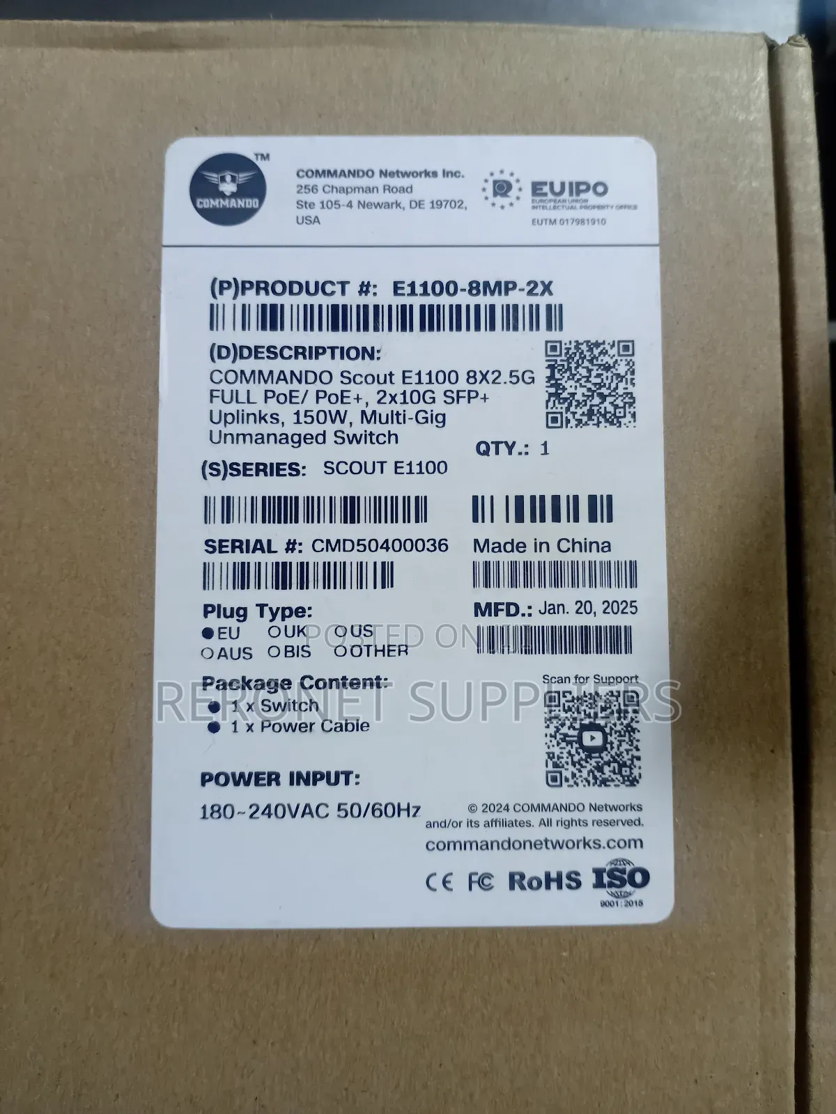 Commando Scout E1100 8x2.5g , 2*10g SFP Poe+ Gigabit Switch