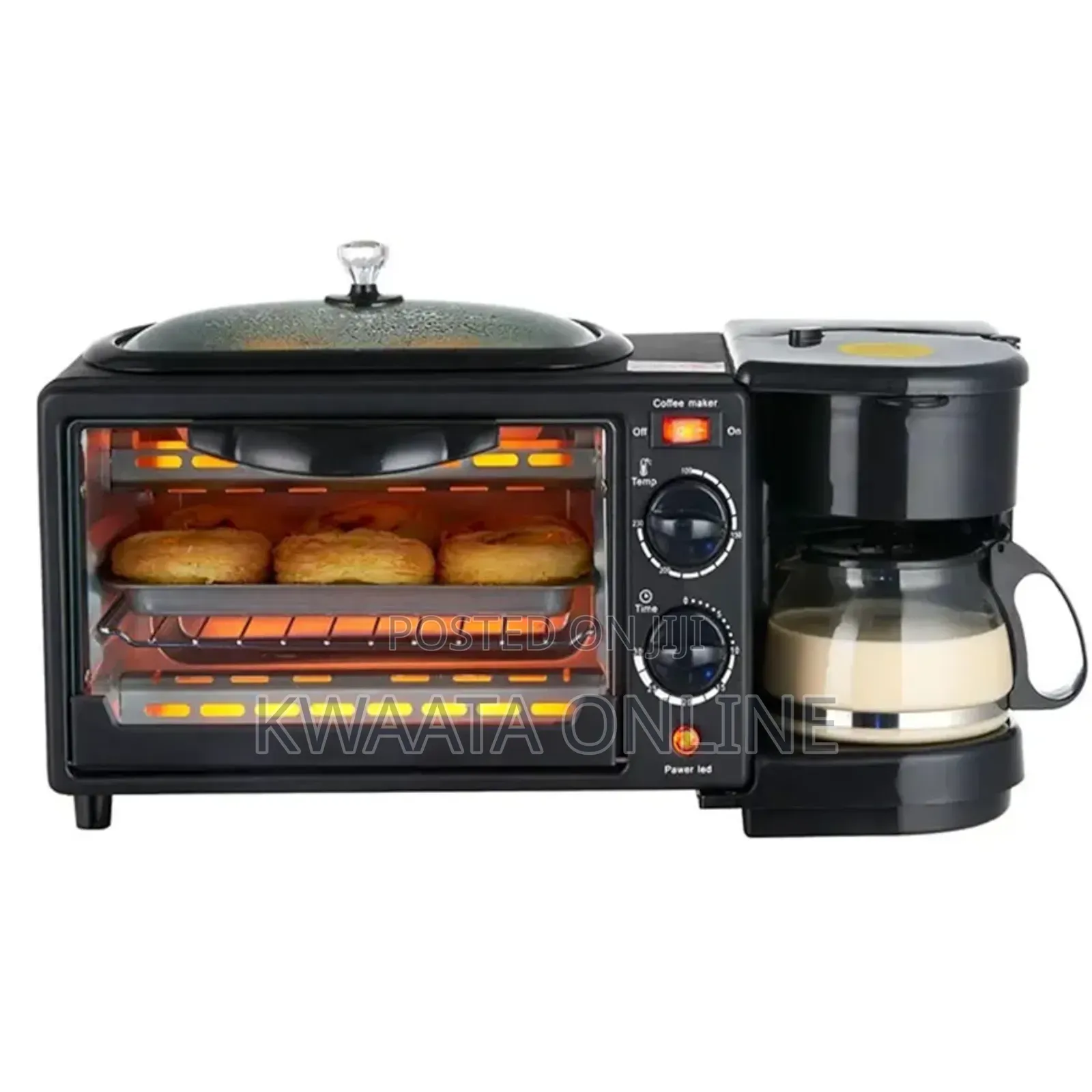 Hoffman 3-in-1 Breakfast Coffee Maker, Griddle, Toaster Oven