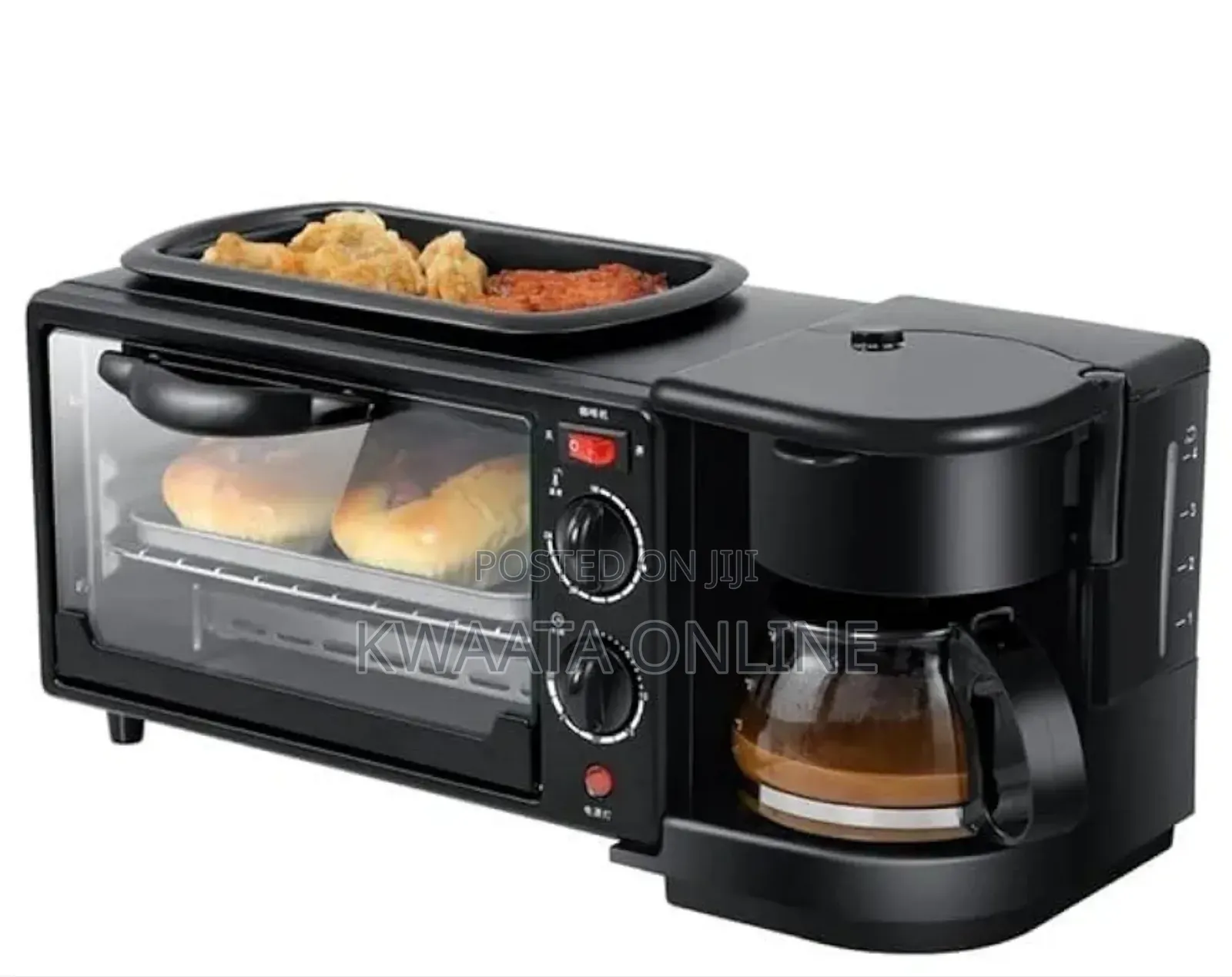Hoffman 3-in-1 Breakfast Coffee Maker, Griddle, Toaster Oven