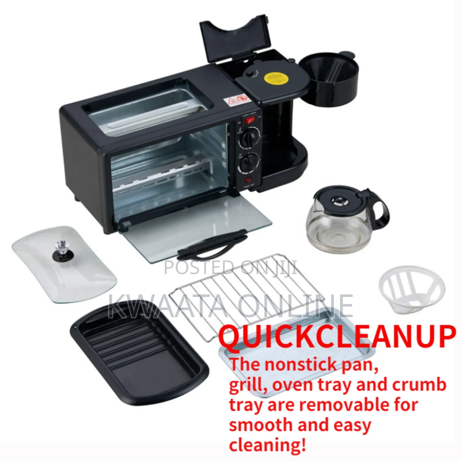 Hoffman 3-in-1 Breakfast Coffee Maker, Griddle, Toaster Oven