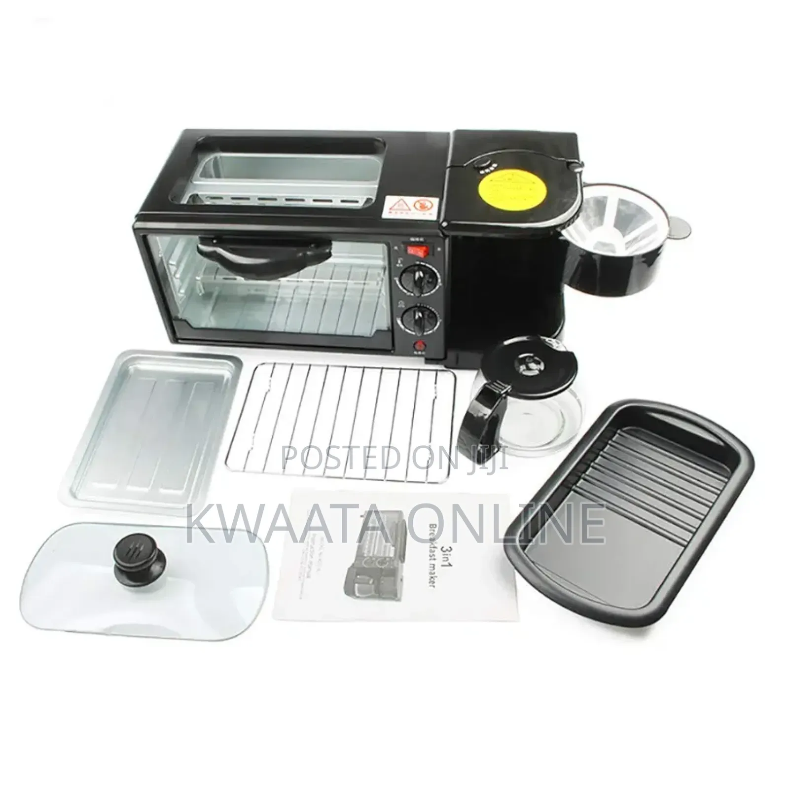 Hoffman 3-in-1 Breakfast Coffee Maker, Griddle, Toaster Oven