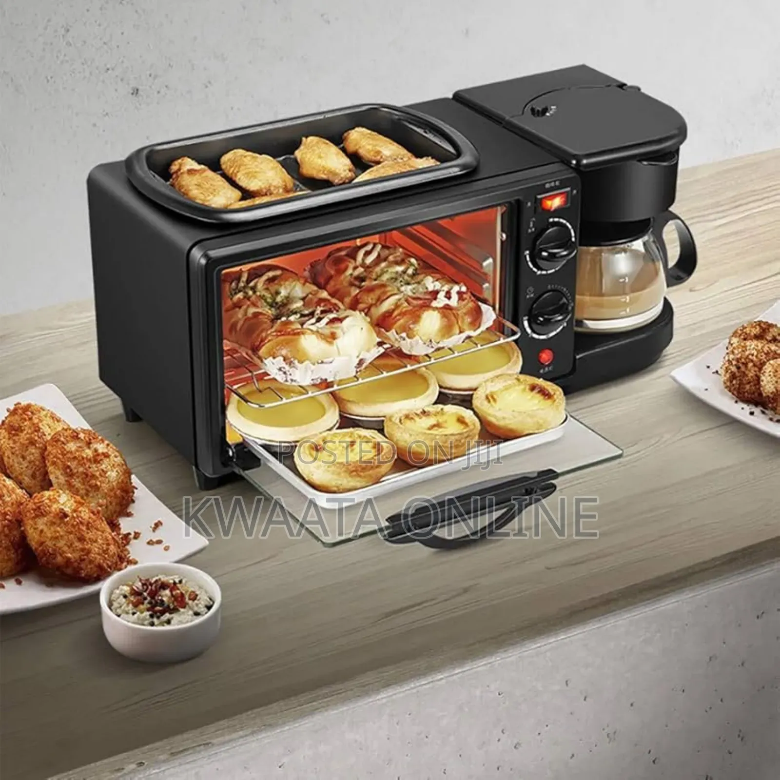 Hoffman 3-in-1 Breakfast Coffee Maker, Griddle, Toaster Oven