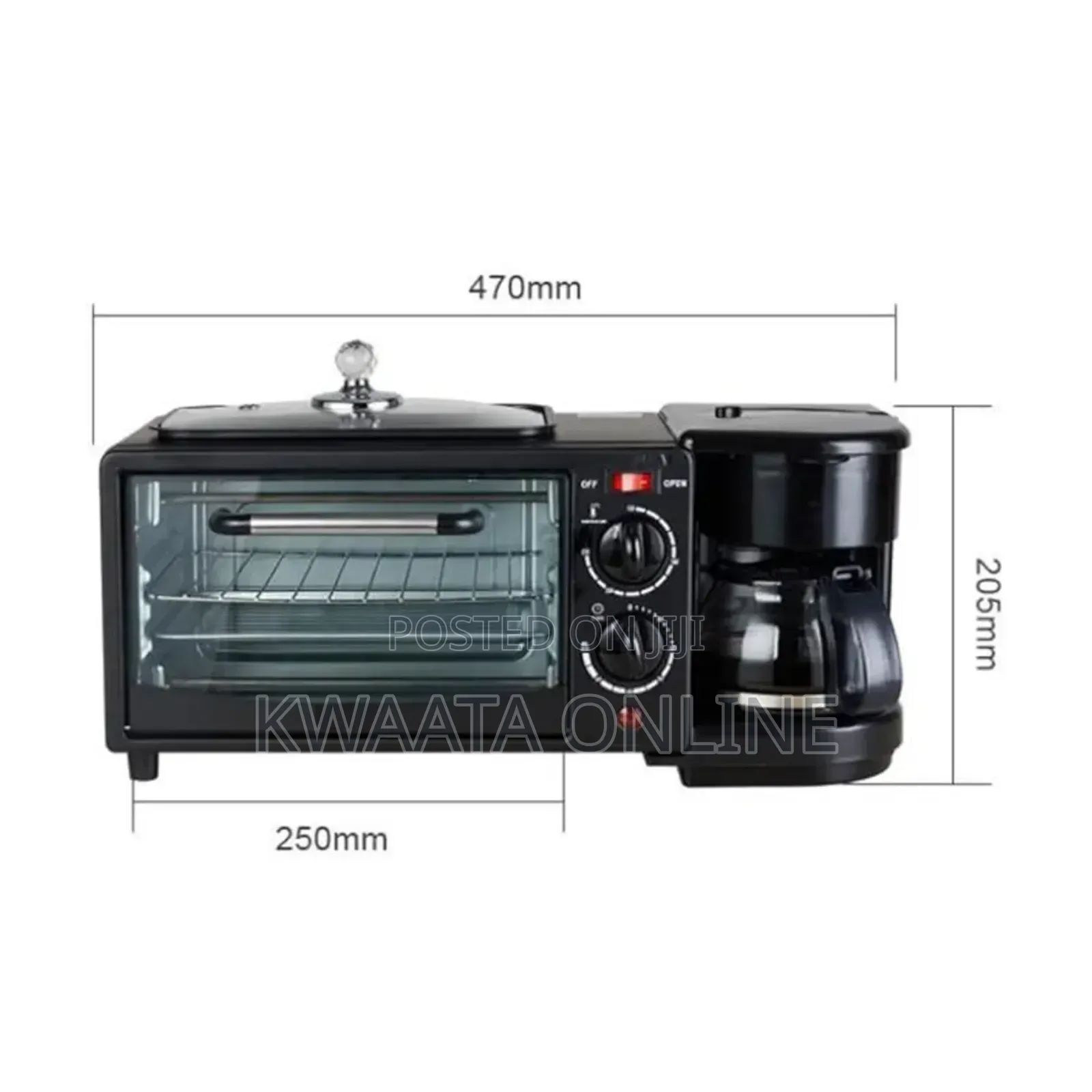 Hoffman 3-in-1 Breakfast Coffee Maker, Griddle, Toaster Oven