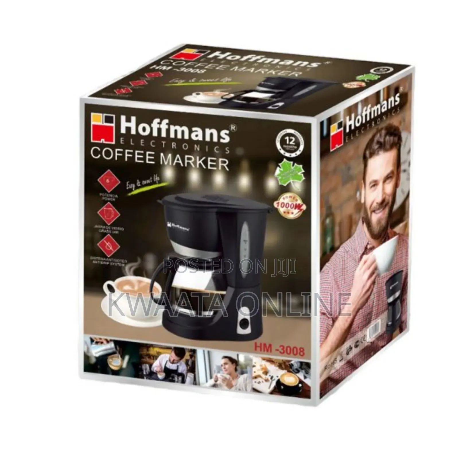 Hoffmans Electric Coffee Maker Anti-Drip Machine -1.5litres
