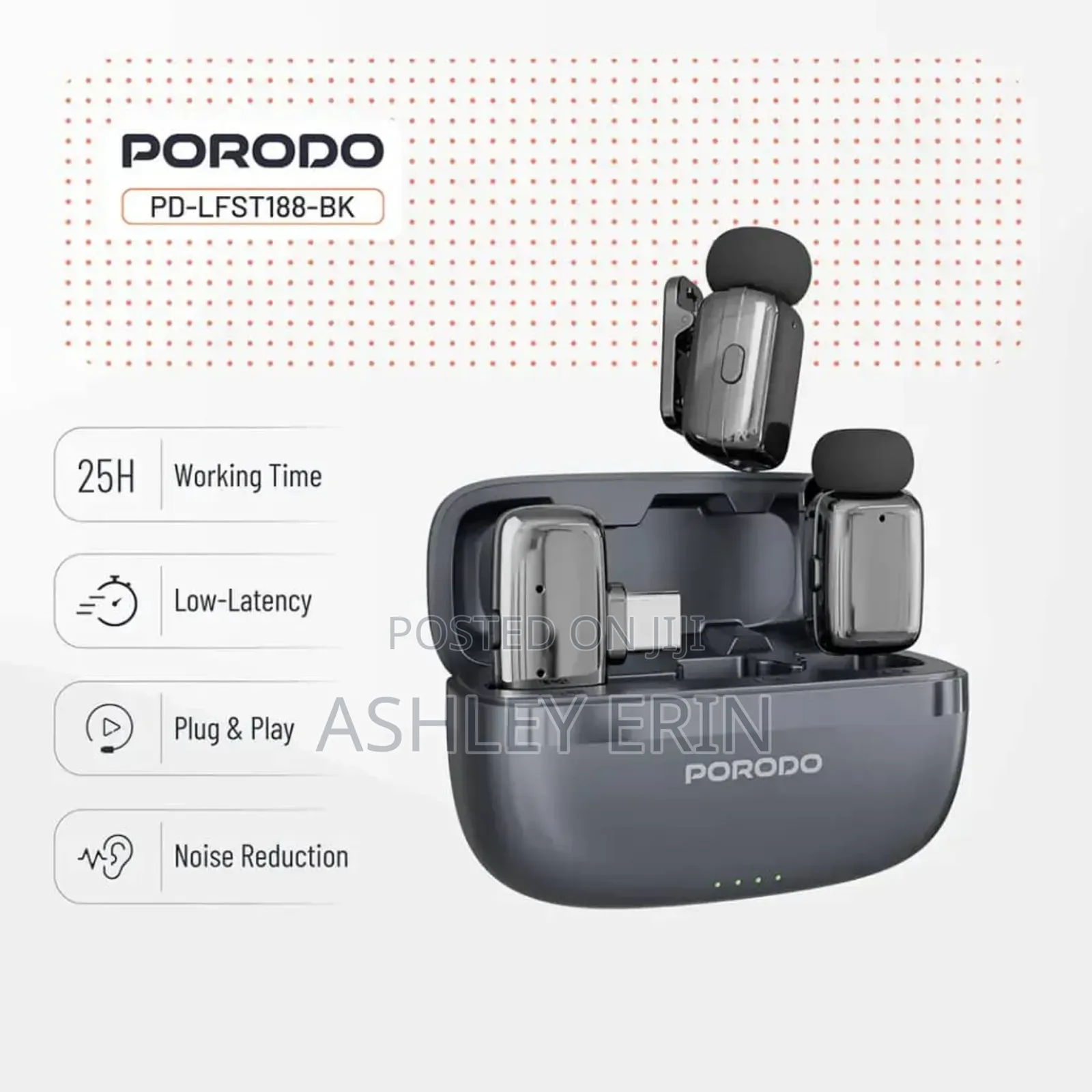 Porodo Wireless Lavalier Microphones Type-C - Black