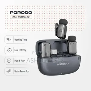 Porodo Wireless Lavalier Microphones Type-C - Black