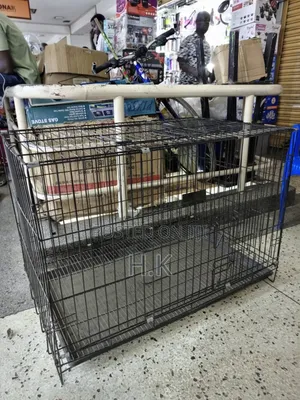 Heavy-Duty Metallic Dog Cage 92cm× 55cm×65cm