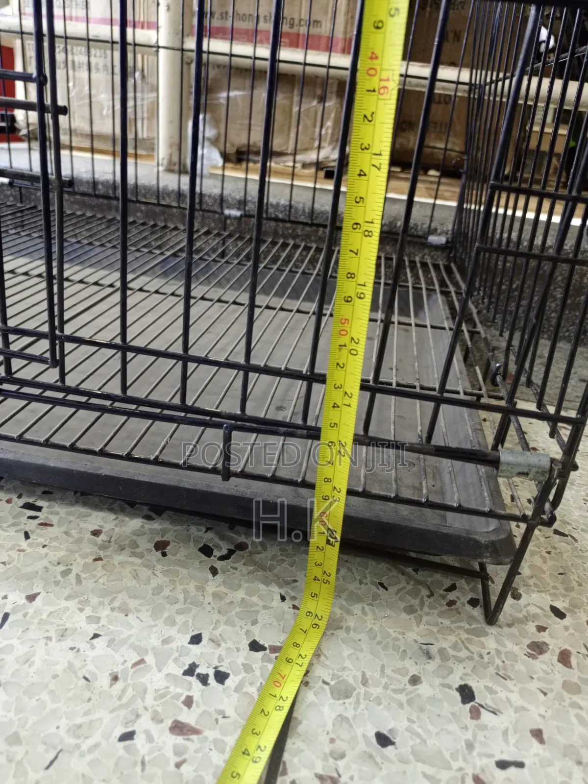 Heavy-Duty Metallic Dog Cage 92cm× 55cm×65cm