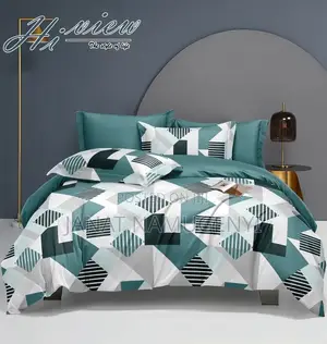 Blue Green and White 5 by 6 Duvet