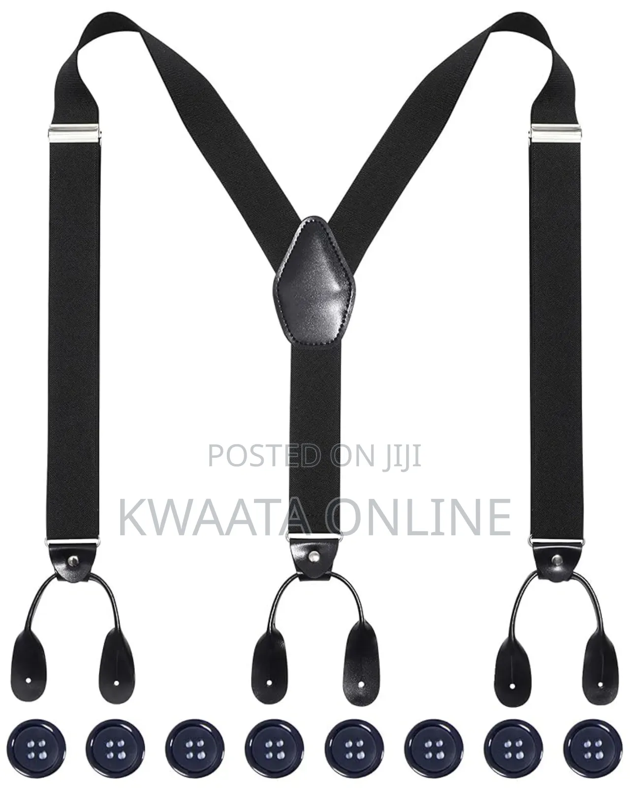 Mens Button End Suspenders - Adjustable Elastic Y Shape Tuxedo