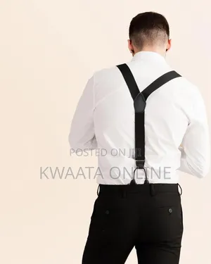 Mens Button End Suspenders - Adjustable Elastic Y Shape Tuxedo