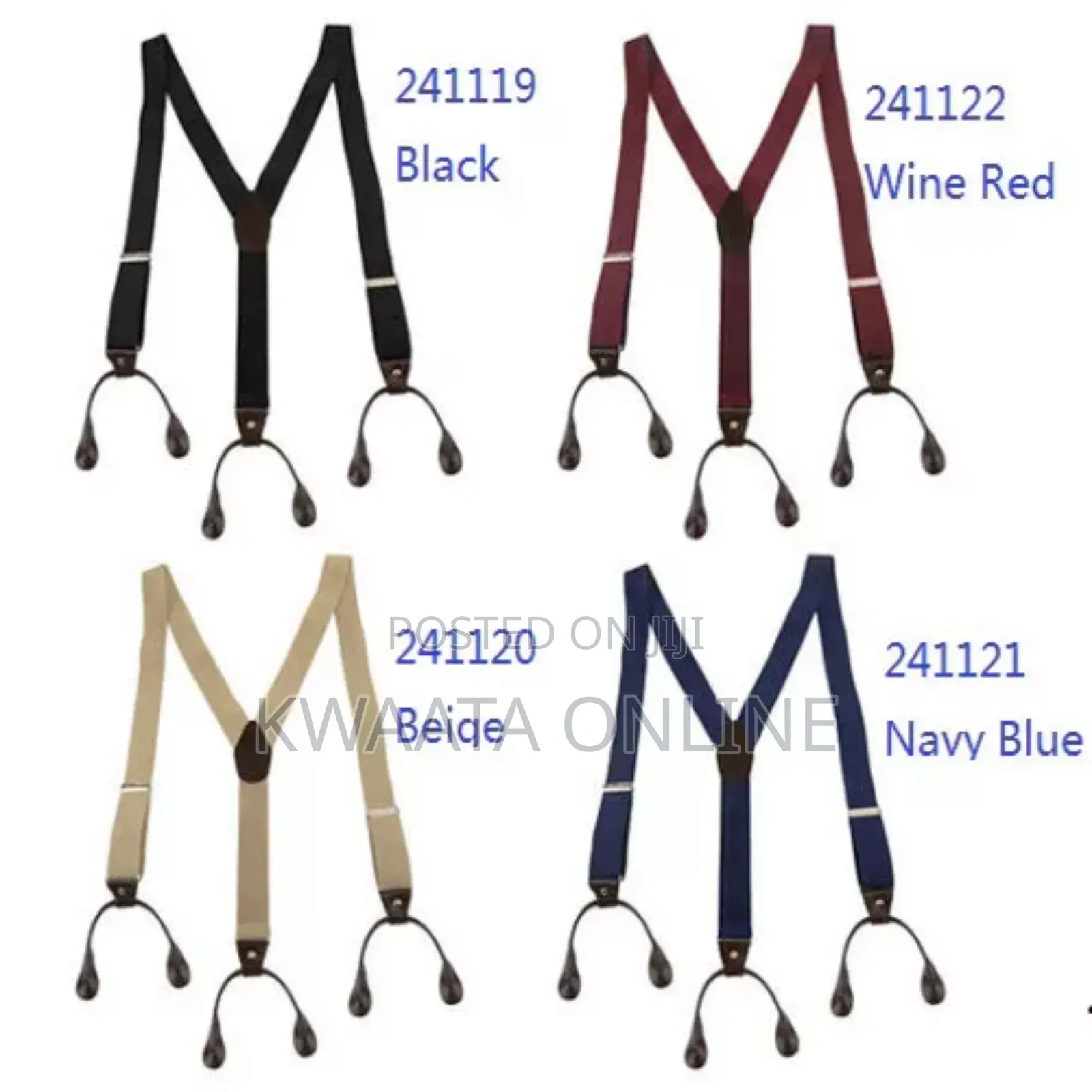 Mens Button End Suspenders - Adjustable Elastic Y Shape Tuxedo