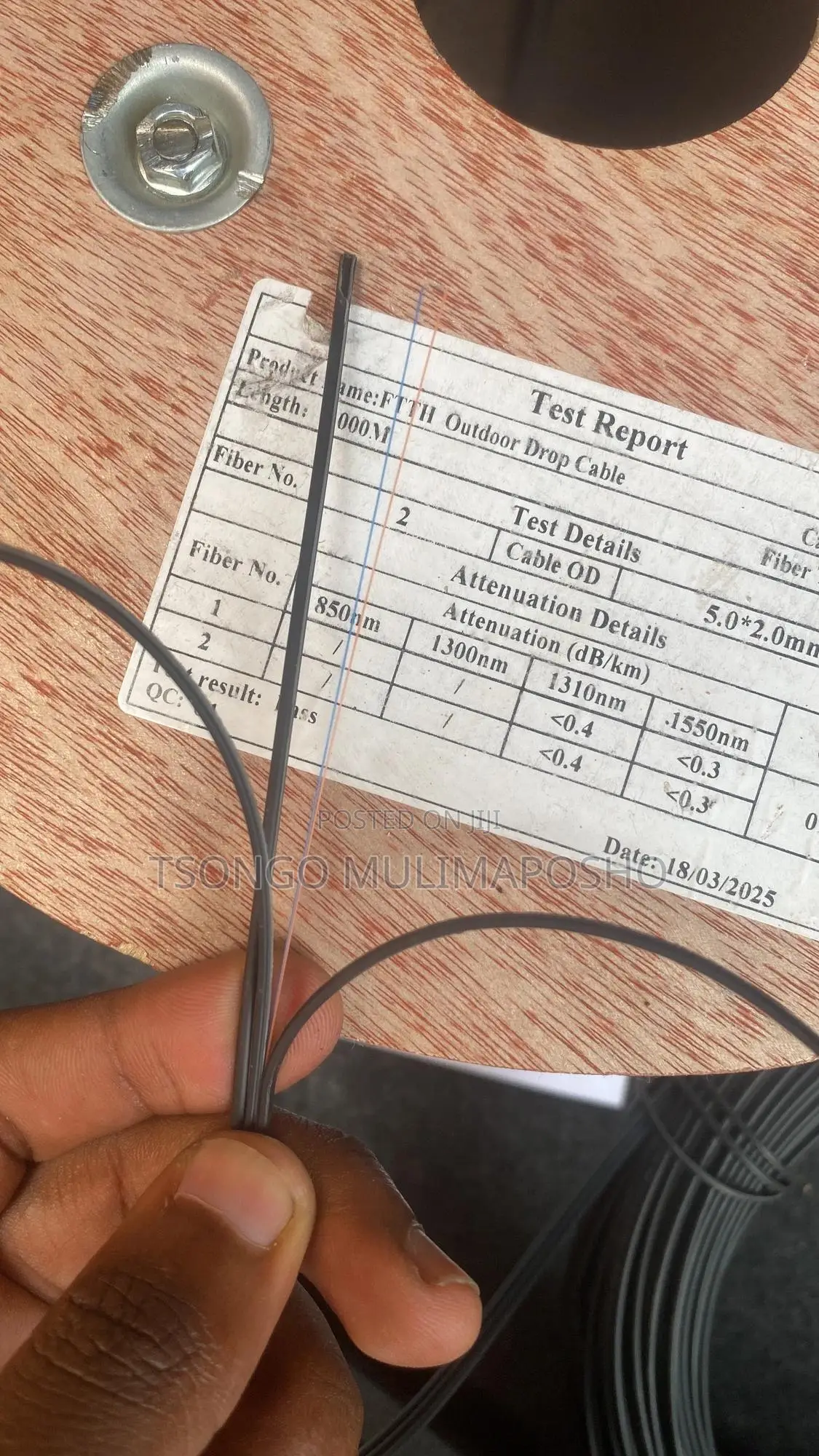 1km Drum 2 Core Fiber Optic Drop Cable