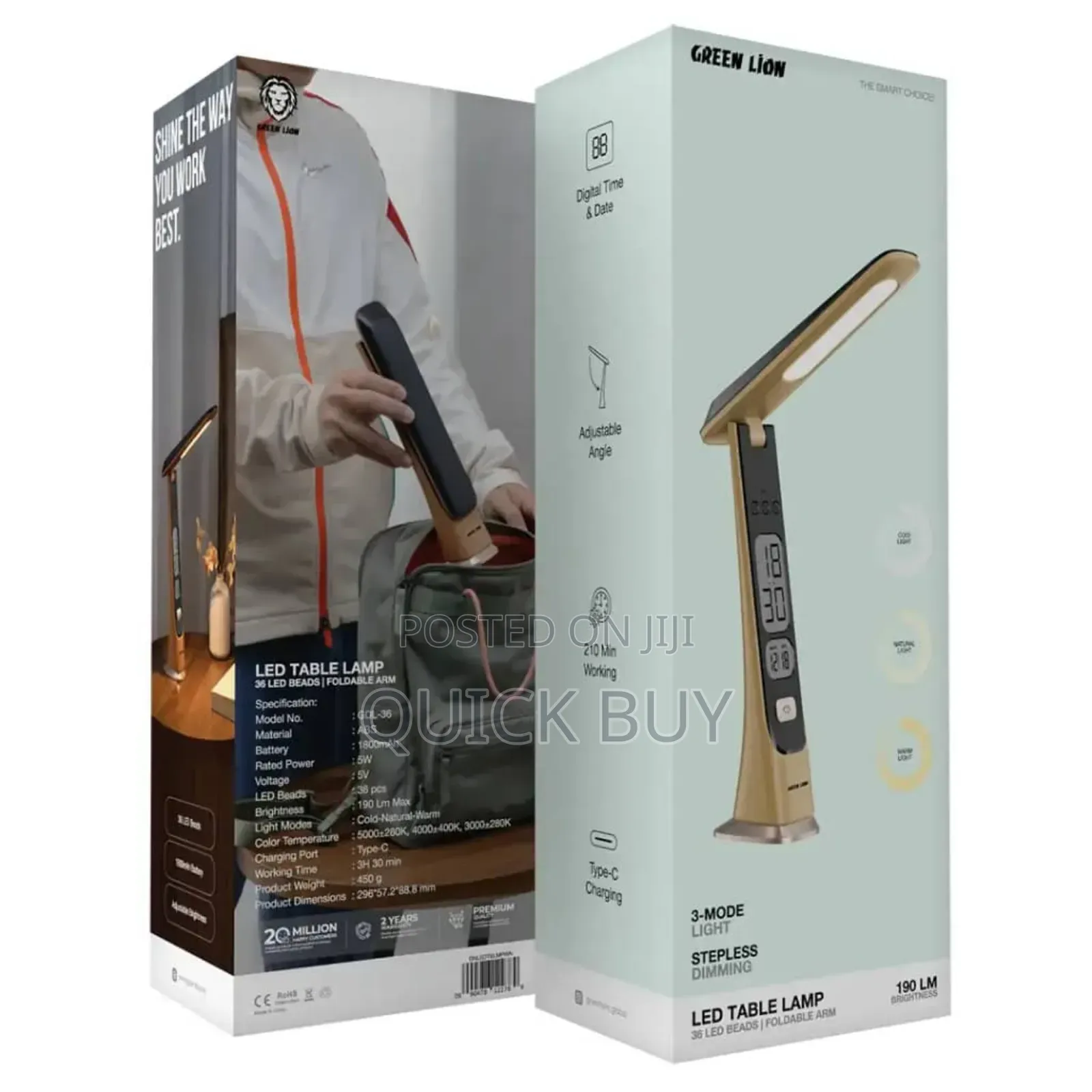 Green Lion Led Table Lamp - Wooden