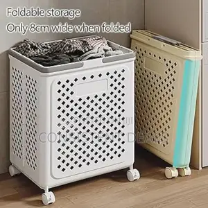 Plastic Foldable Laundry Basket With Wheels