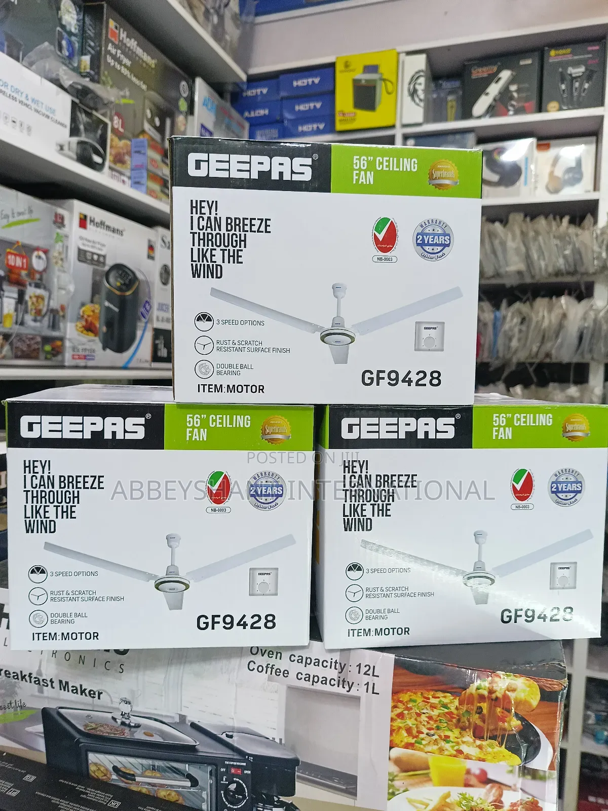 Geepas 56" Ceiling Fans/White Blade Ceiling Fan