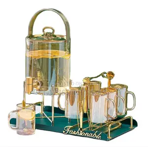 Nordic Glass Beverage Dispenser With Glasses and Stand