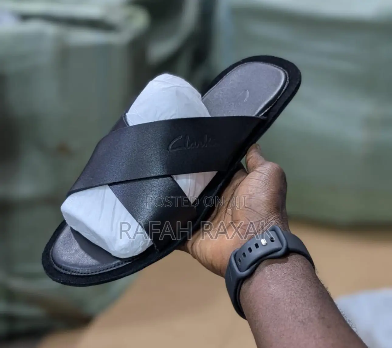 Original Men’S Black Clarks Cross Leather Sandals
