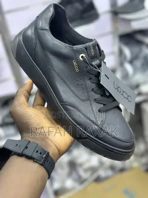 Men’S Black Ecco Casual Leather Sneakers