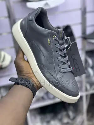 Original Men’S Grey/White Ecco Smart Casual Leather Sneakers