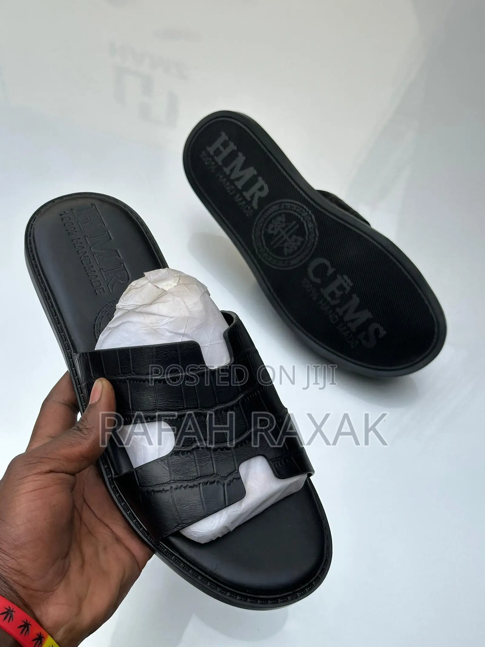 Original Men’S Hermes Crocodile Belly Leather Push In Sandals