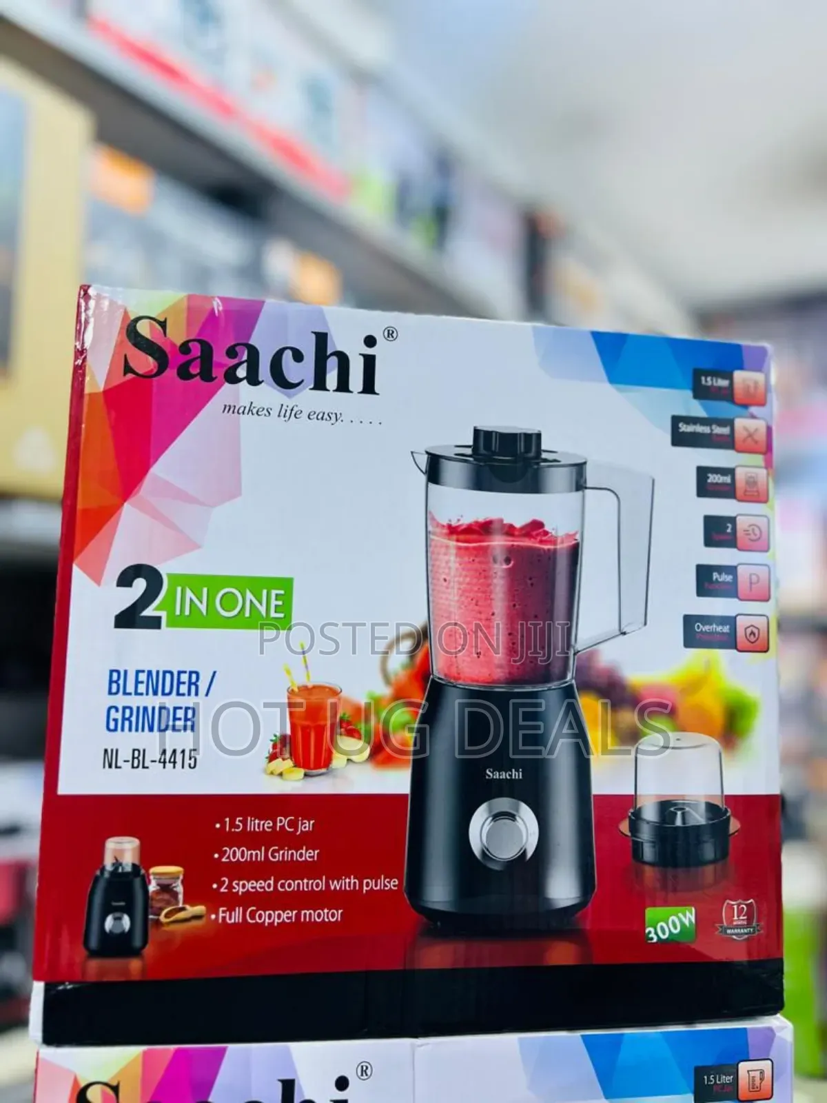 Saachi 2-in-1 1.5l Juice Blender And Grinder - Black