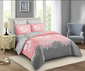 Pink and Gray Floral 4 Piece Duvet