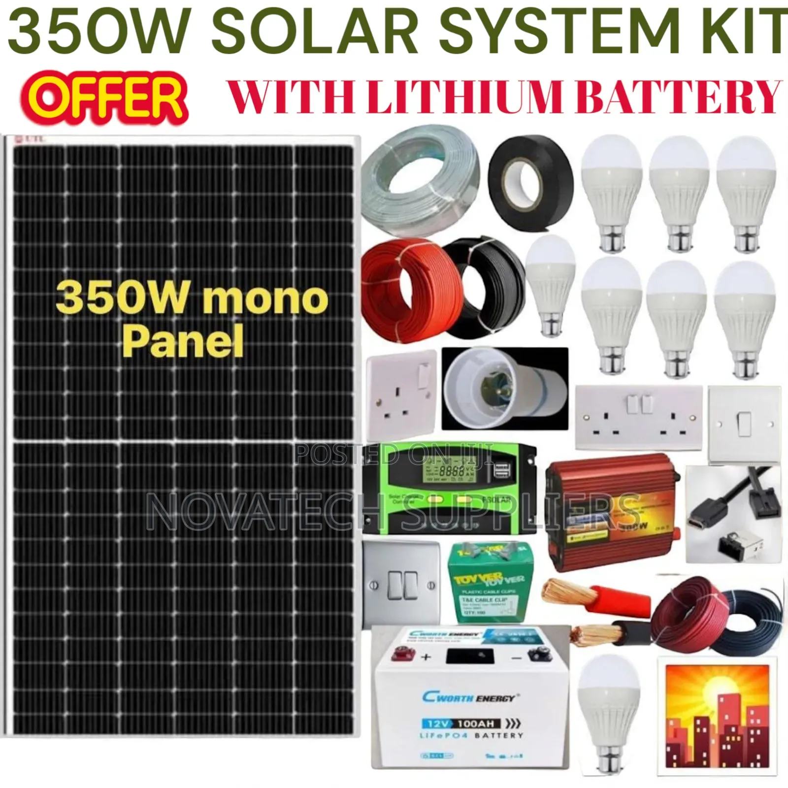 Efficient 350w Solar Panel Kit With 100ah Lithium Battery
