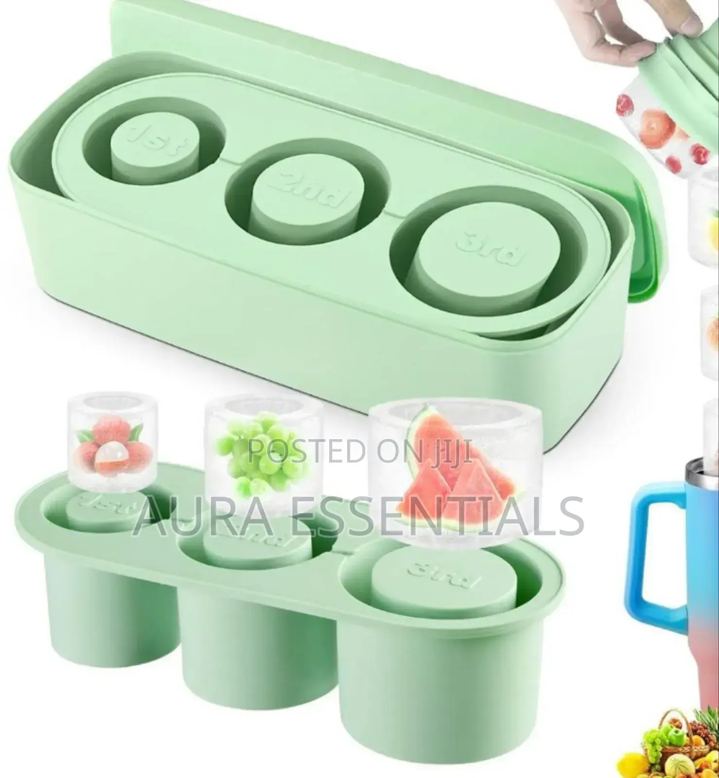 Cylinder Ice Cube Tray With Lid and Container