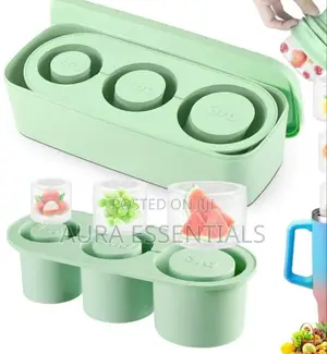Cylinder Ice Cube Tray With Lid and Container