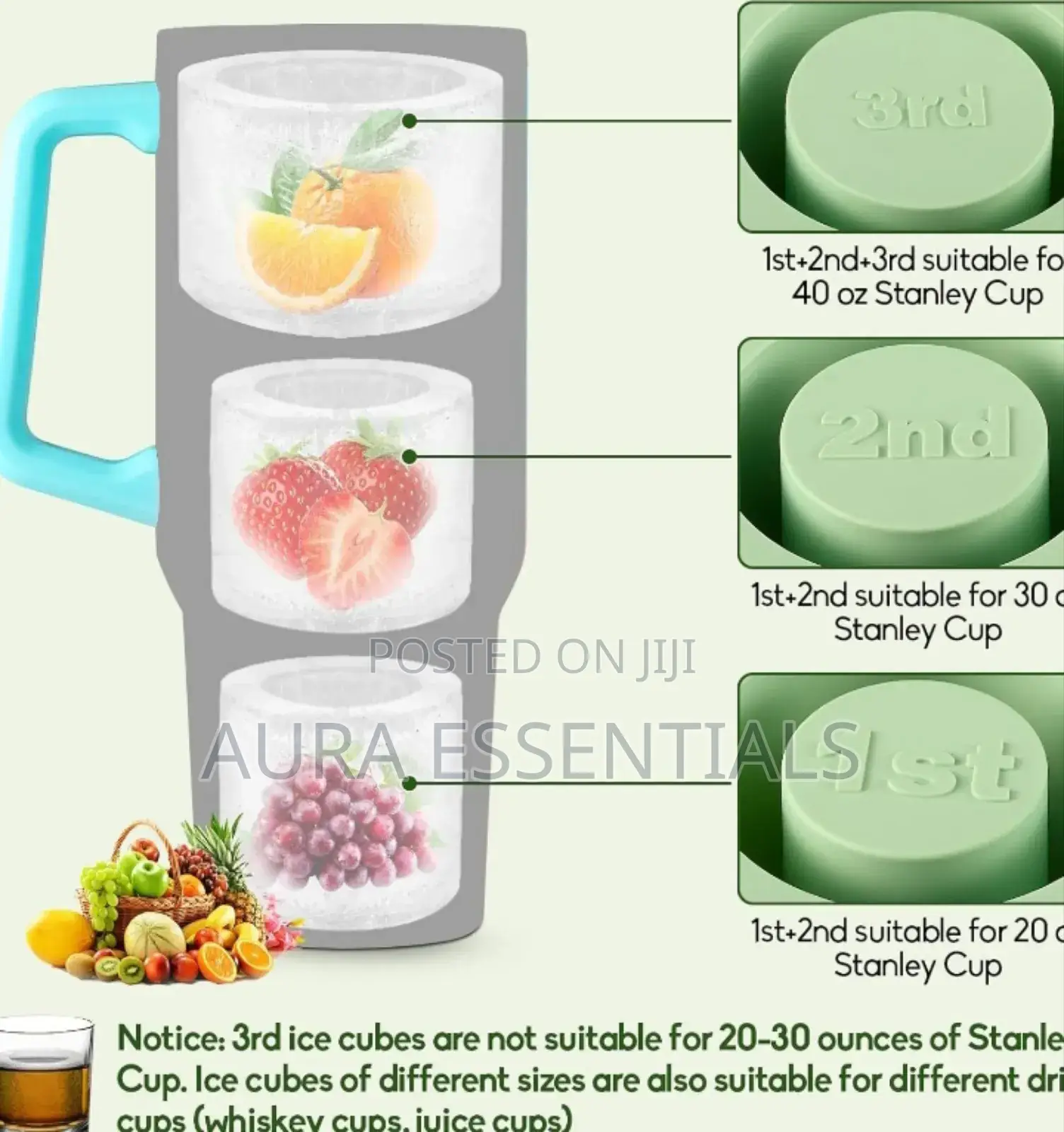 Cylinder Ice Cube Tray With Lid and Container