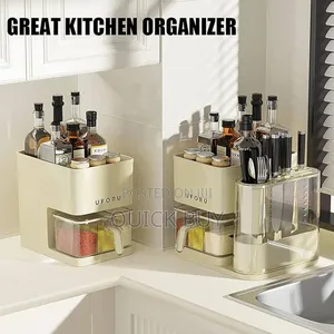 3 in 1 Kitchen Seasoning Box Spice Rack Knife Block
