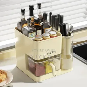 3 in 1 Kitchen Seasoning Box Spice Rack Knife Block