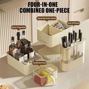 3 in 1 Kitchen Seasoning Box Spice Rack Knife Block