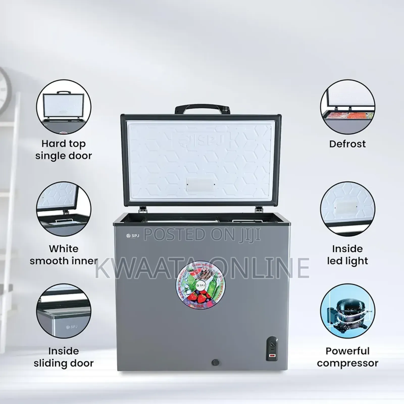 Spj 210-litre Chest Freezer, Single Door Deep Freezer – Silver