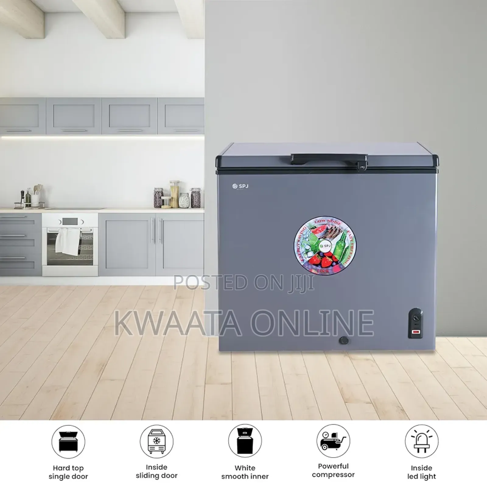 Spj 210-litre Chest Freezer, Single Door Deep Freezer – Silver