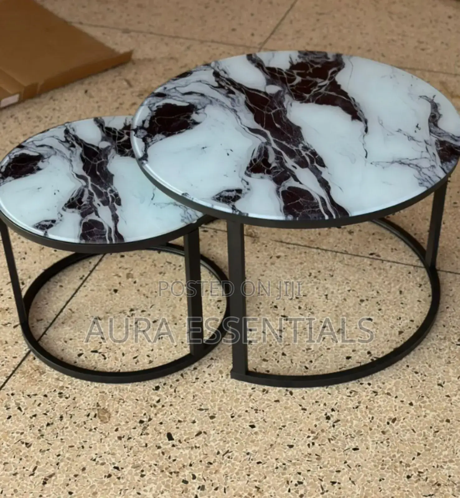 High-Quality Round Marble Coffee Set