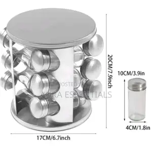 Countertop Glass Rotating Spice Rack 12 Spice Jars Organizer Bottle