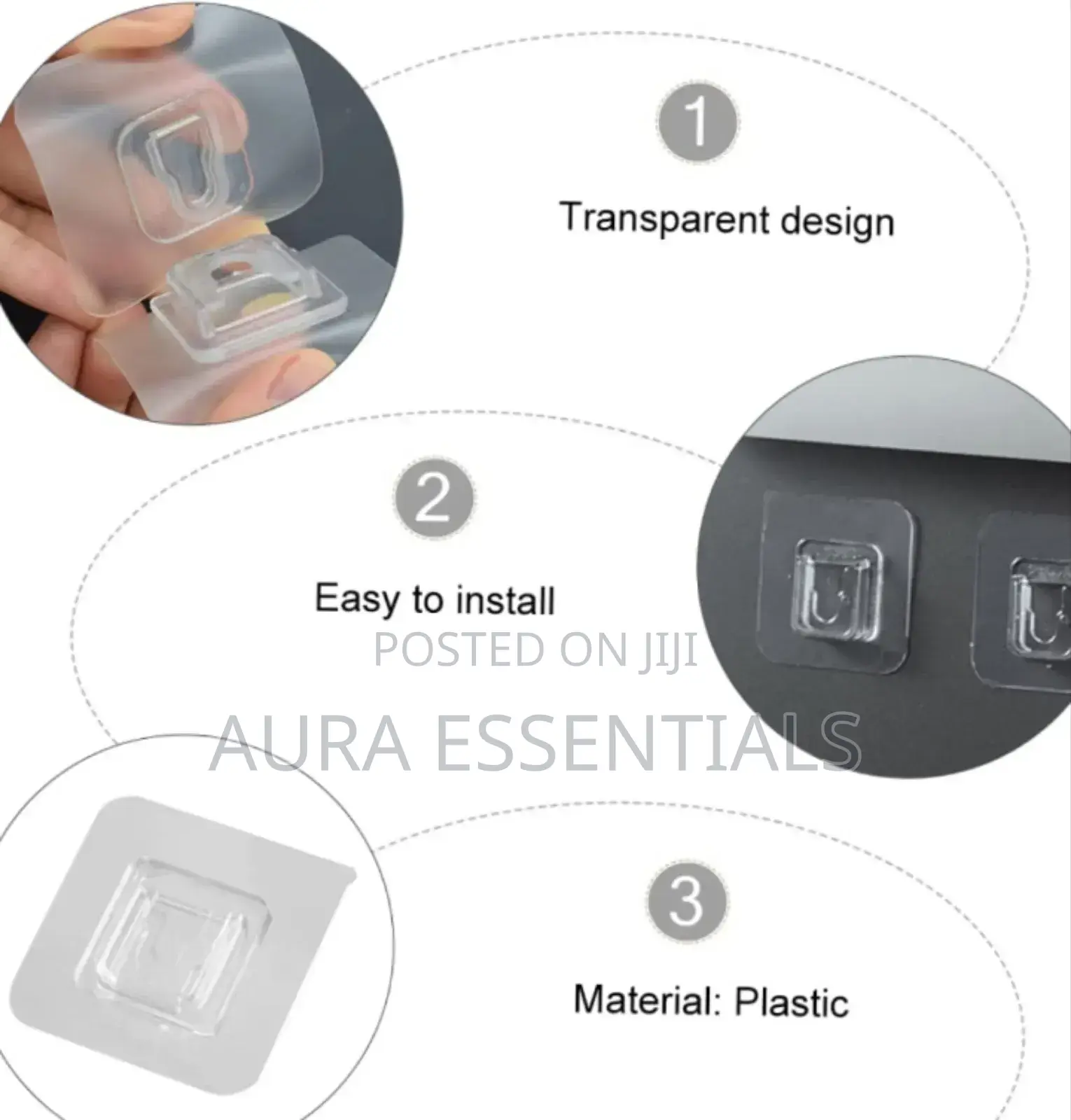 2pcs Double-Sided Adhesive Wall Hooks