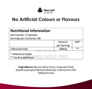 New Leaf Coq10 Ubiquinone Coenzyme Q10 Capsules
2 Month Supply